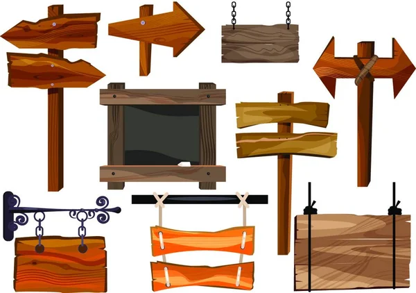 Wooden Signs Set Illustration Vector Illustration Simple Design — Stock Vector