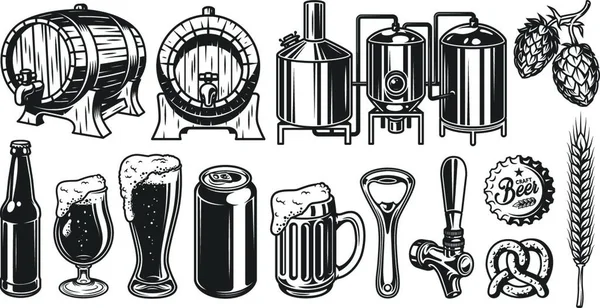 Beer Object Set Vector Illustration Simple Design — Stock Vector