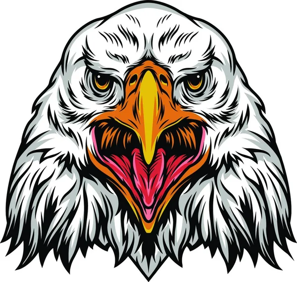 Colorful Angry Eagle Head Template Vector Illustration Simple Design — Stock Vector