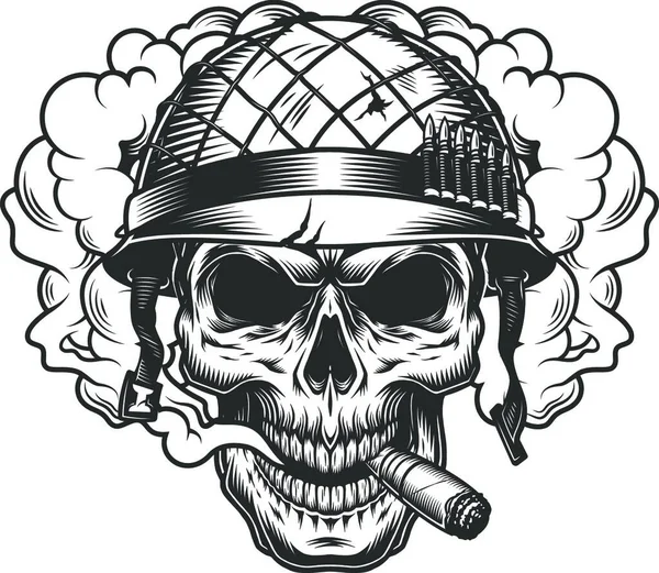 煙雲の中の頭蓋骨 ベクトルイラストシンプルなデザイン — ストックベクタ