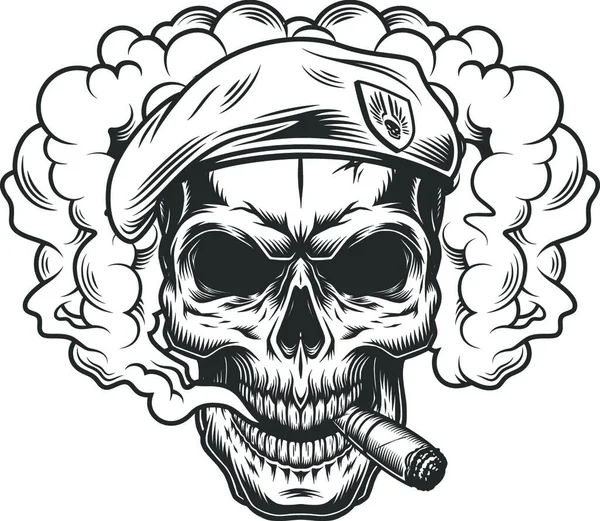 Skull Smoke Cloud Vector Illustration Simple Design — Stock Vector