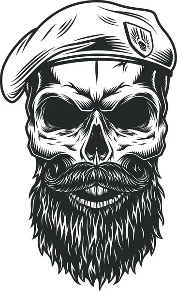 Skull Beard Vector Illustration Simple Design — Stock Vector