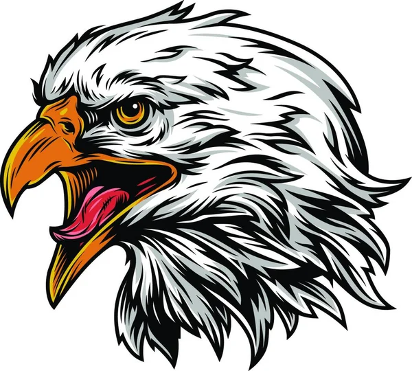 Vintage Águila Cabeza Mascota Colorido Concepto Vector Ilustración Diseño Simple — Archivo Imágenes Vectoriales