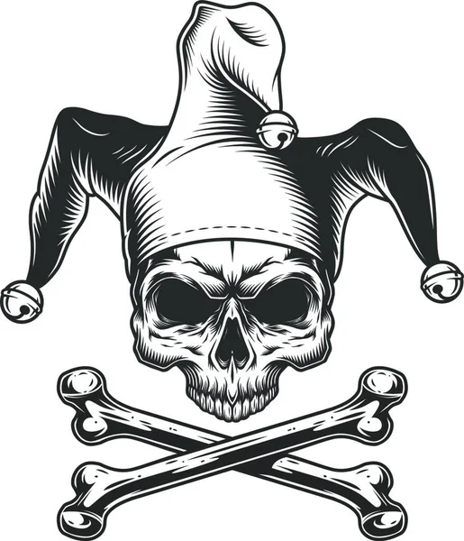 Vintage Jester Skull Jaw Vector Illustration Simple Design — Stock Vector