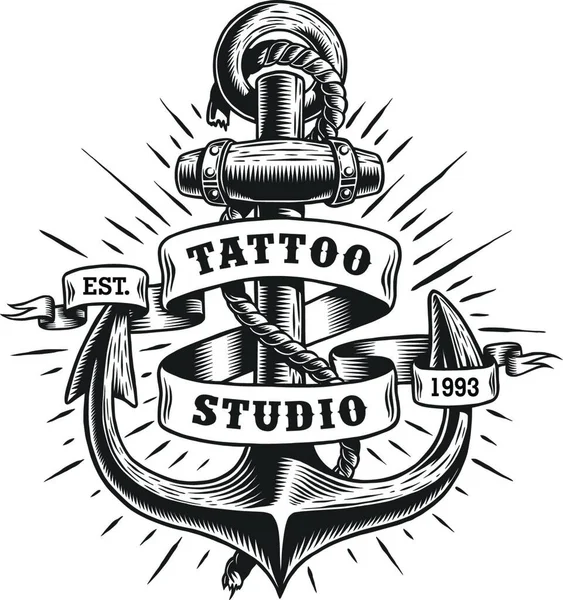 Vintage Etichetta Tatuaggio Marino Illustrazione Vettoriale Design Semplice — Vettoriale Stock