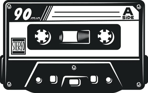 Vintage Monochrome Audiokassette Vorlage Vektorillustration Einfaches Design — Stockvektor