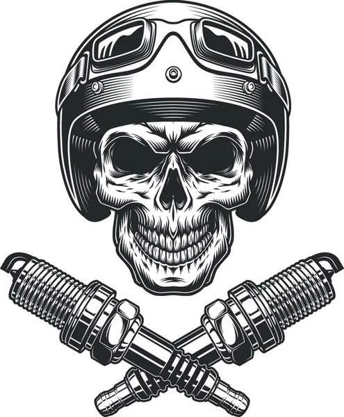 Vintage Motorcycle Rider Skull Vector Illustration Simple Design — Stock Vector