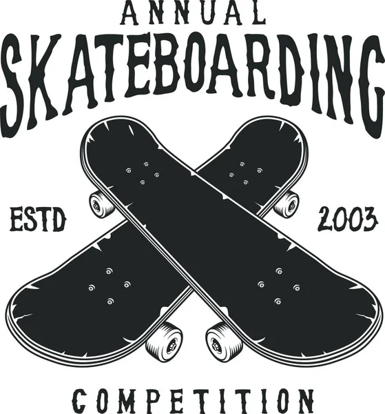 Etichetta Skateboard Vintage Illustrazione Vettoriale Design Semplice — Vettoriale Stock