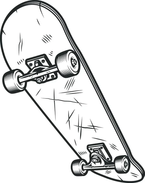 Vintage Sport Skateboard Concept Vector Illustration Simple Design — Stock Vector