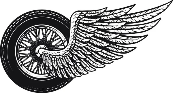Винтажное Крылатое Колесо Мотоцикла Векторная Иллюстрация Простая Конструкция — стоковый вектор