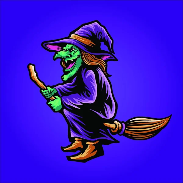 Magie Chaman Sorcellerie Halloween Illustrations Pour Les Affaires Vêtements Marchandises — Image vectorielle