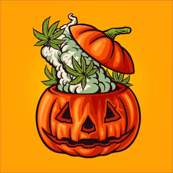 Glad Halloween Med Hantverk Jack Olantern Illustrationer För Affisch Publikationer — Stock vektor