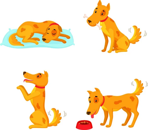 Собака Різних Станах Векторні Ілюстрації Простий Дизайн — стоковий вектор