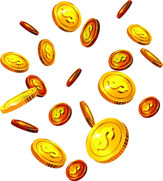 Falling Dollar Coins Vector Illustration Simple Design — Stockvektor