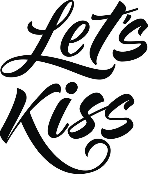 Lets Kiss Lettering Vector Illustration Simple Design — Vector de stock