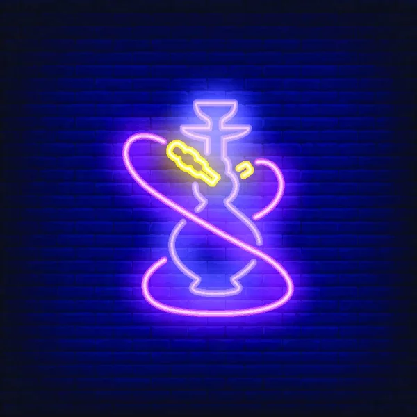 Neon Εικονίδιο Του Hookah Δύο Ροζ Εύκαμπτους Σωλήνες Διανυσματική Απεικόνιση — Διανυσματικό Αρχείο