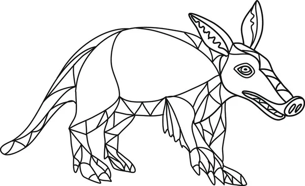 Aardvark Black White Mono Line Vector Illustration Simple Design — стоковий вектор