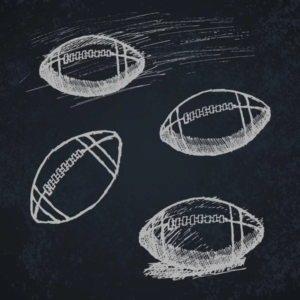 橄榄球美式足球速写图集在黑板上 矢量图解简单设计 — 图库矢量图片