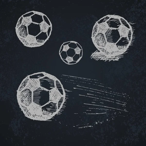 Voetbal Voetbal Schets Set Schoolbord Vector Illustratie Eenvoudig Ontwerp — Stockvector