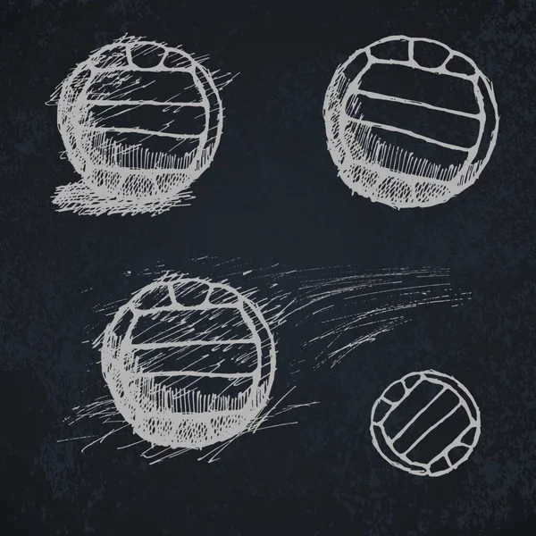Voleibol Bola Bosquejo Conjunto Pizarra Vector Ilustración Diseño Simple — Archivo Imágenes Vectoriales