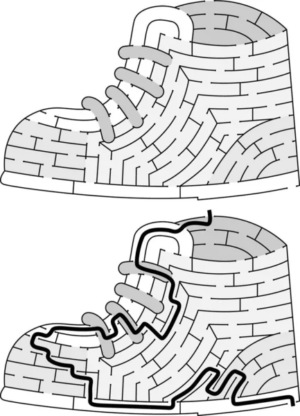 Labirin Sepatu Gambar Vektor Desain Sederhana - Stok Vektor