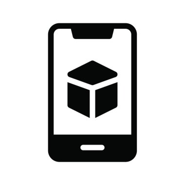 akıllı telefon simgesinde küp, vektör illüstrasyonu basit tasarım