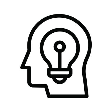 Fikir, ampul ağ ikonu vektör çizimi