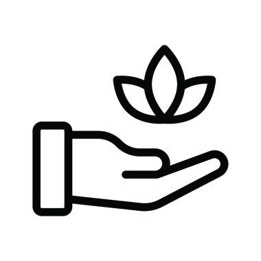 El simgesi vektör illüstrasyonunda bitki