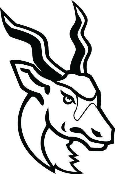 Голова Addax White Antelope Або Screwhorn Antelope Mascot Black White — стоковий вектор