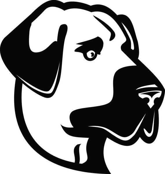 Head of an Anatolian Shepherd Dog or Kangal Side View Mascot Black and White