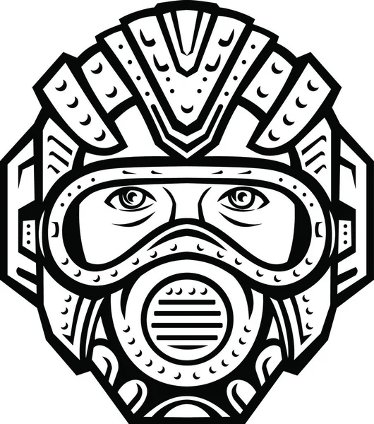 Futurystyczna Maska Twarz Lub Osłona Hełmu Przed Pandemią Widok Przodu — Wektor stockowy
