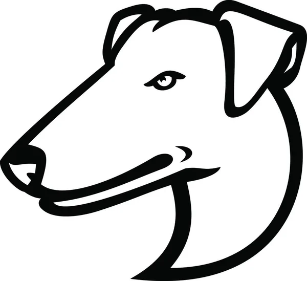 Cabeça Smooth Fox Terrier Mascote Vista Lateral Mascote Retro Preto —  Vetores de Stock