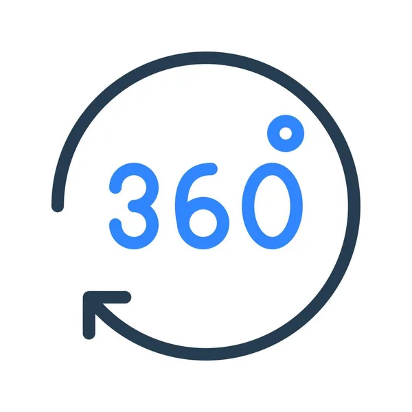 360 Derece Simge Vektör Illüstrasyonu Basit Tasarım — Stok Vektör