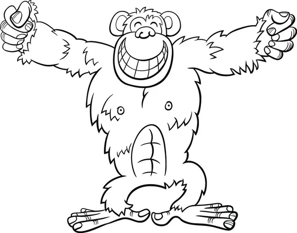 Gorilla Ape Wild Animal Cartoon Coloring Book Page — Stock Vector