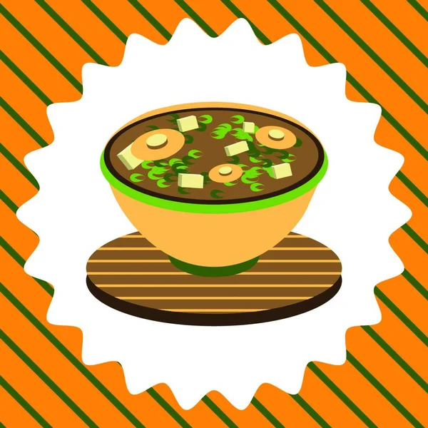 Cute Illustration Bowl Miso Soup — Stock Vector