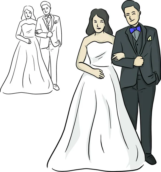Γάμος Ζευγάρι Απλή Διανυσματική Απεικόνιση — Διανυσματικό Αρχείο