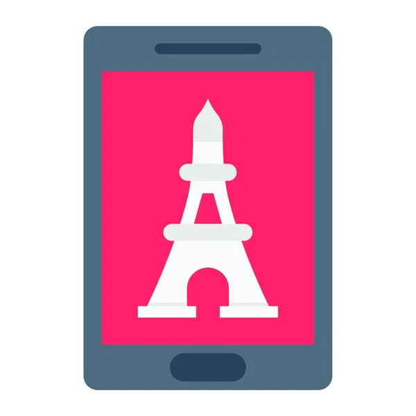 巴黎的埃菲尔铁塔 智能手机 简单的矢量图解 — 图库矢量图片