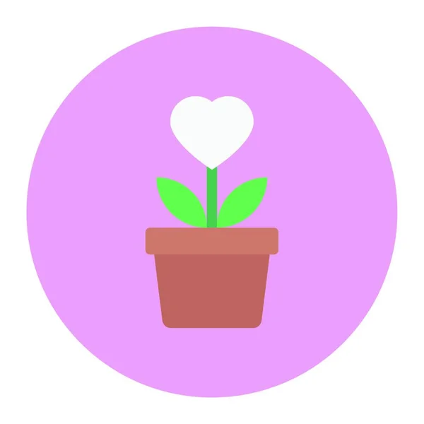 Pflanze Mit Herz Symbol Vektorabbildung Einfaches Design — Stockvektor
