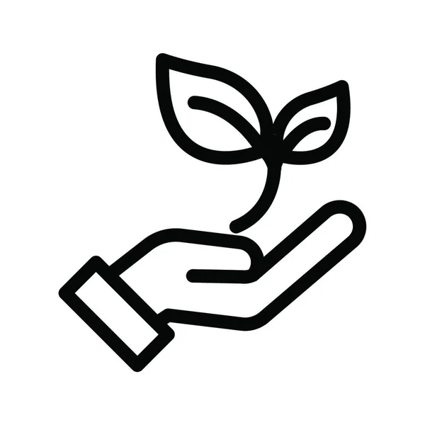 手のアイコンベクトル図の植物 — ストックベクタ