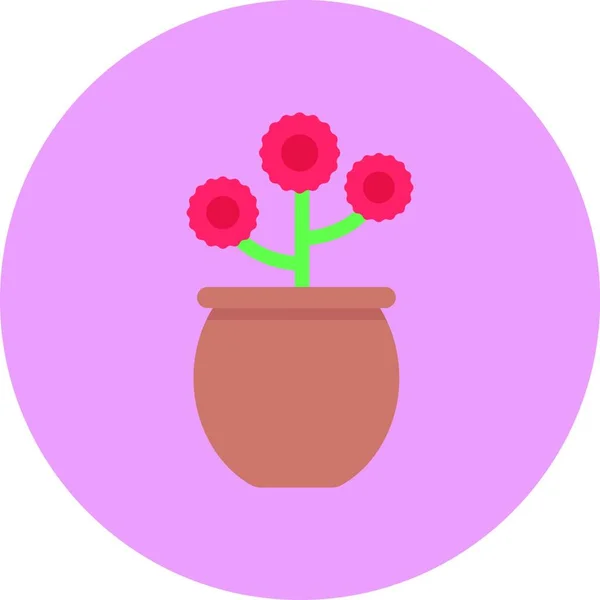 Potted Flowers Icon Vector Illustration — Stock Vector