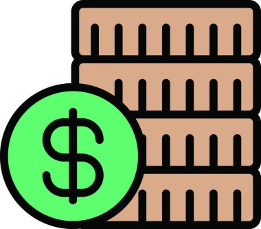 Bozuk para simgesi, vektör illüstrasyonu 