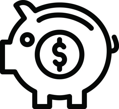 Piggybank simgesi, vektör illüstrasyonu 