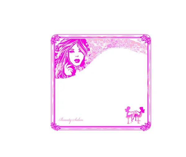 美容室でのマニキュア 抽象的な装飾ピンクカード — ストックベクタ