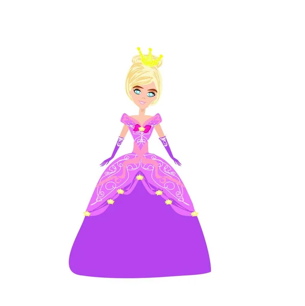 穿着粉色连衣裙的美丽女王 孤立的插图 — 图库矢量图片