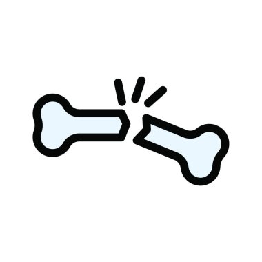 Kırık kemik düz simgesi, vektör illüstrasyonu 