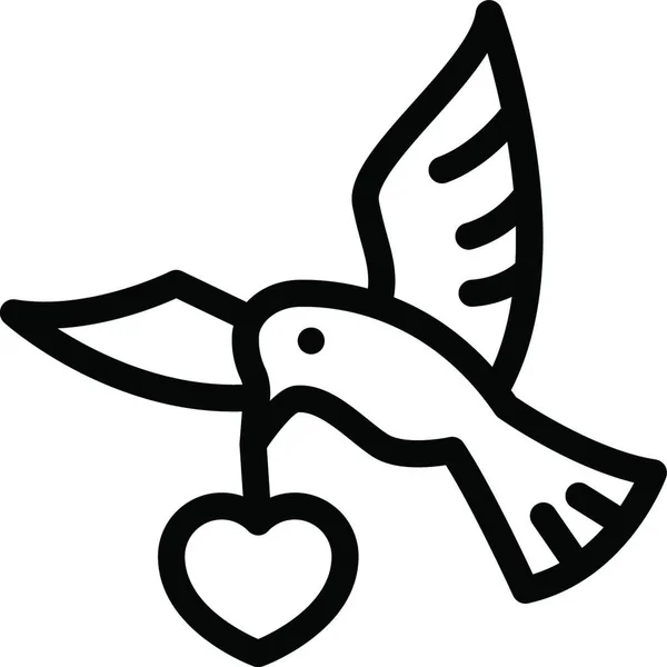 Vogel Mit Herz Einfache Vektorillustration — Stockvektor