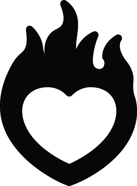 Fire Heart Icon Vector Illustration — Stock Vector