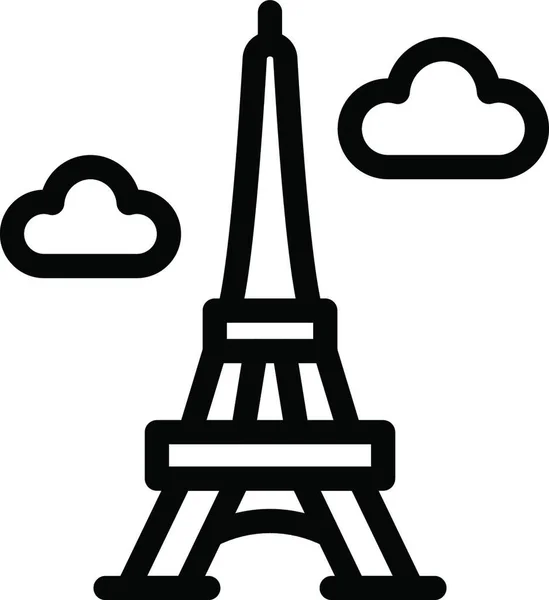 Eiffel Plat Pictogram Vector Illustratie — Stockvector