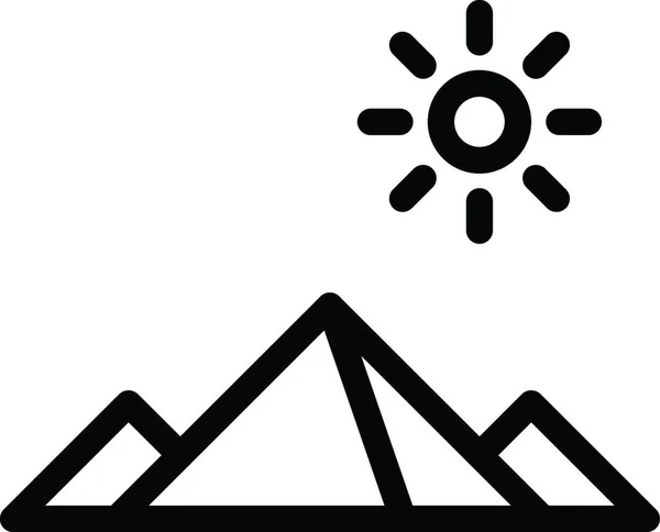 Sun Mountains Icon Vector Illustration — Stok Vektör