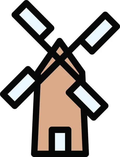 Windmill Web Icon Vector Illustration — Stock Vector